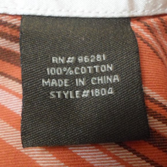 Knockout Button Up Long Sleeve Shirt Mens 3X Burnt Orange Striped Embroidered - Picture 8 of 9